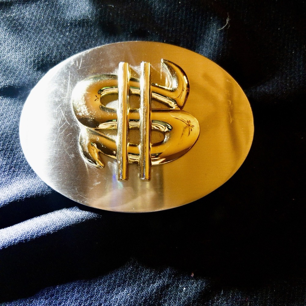 Classico‎ Italia Gold Toned Dollar Sign Large Belt Buckle
